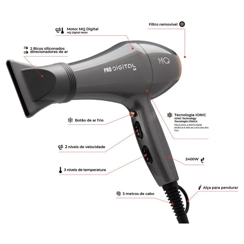 Secador de Cabelo Profissional Pro Digital 2600W