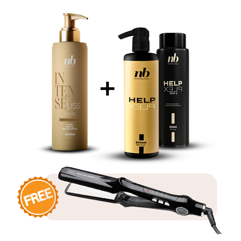 Kit Progressiva  Profissional Intense Liss 1L + Reconstrutor Help Plex 500ml (Step 1 e Step 2)