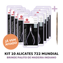 Kit 10 Alicates 722 Mundial + Brinde Palito de Madeira