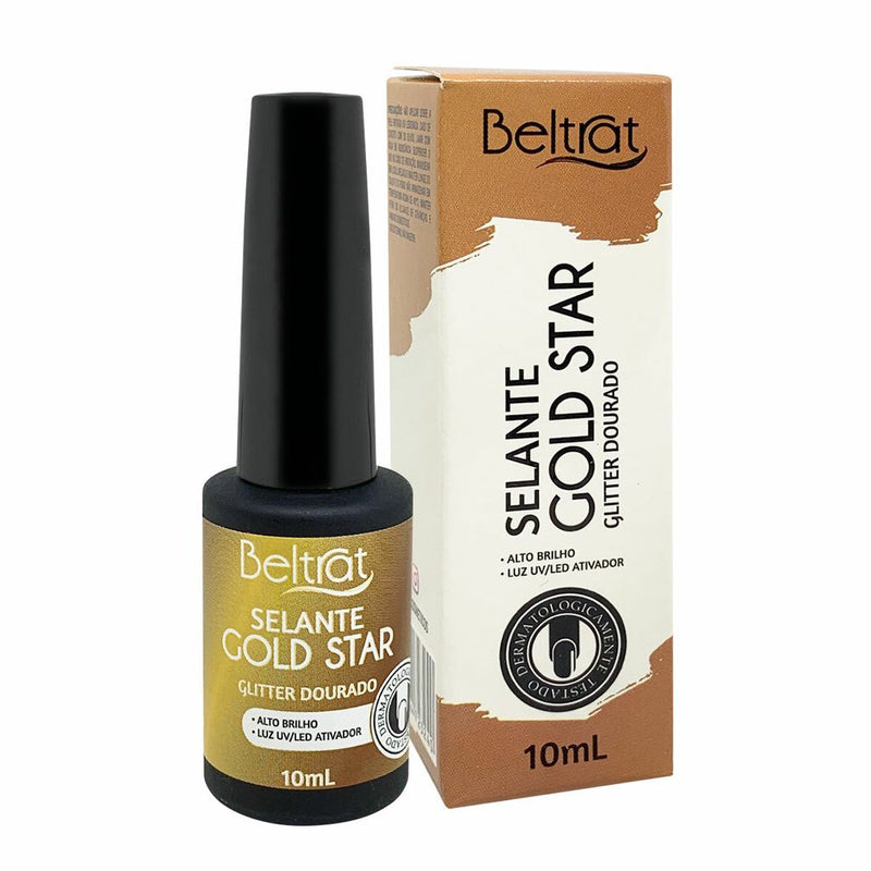 Top coat Beltrat Gold Star gold glitter nail sealant