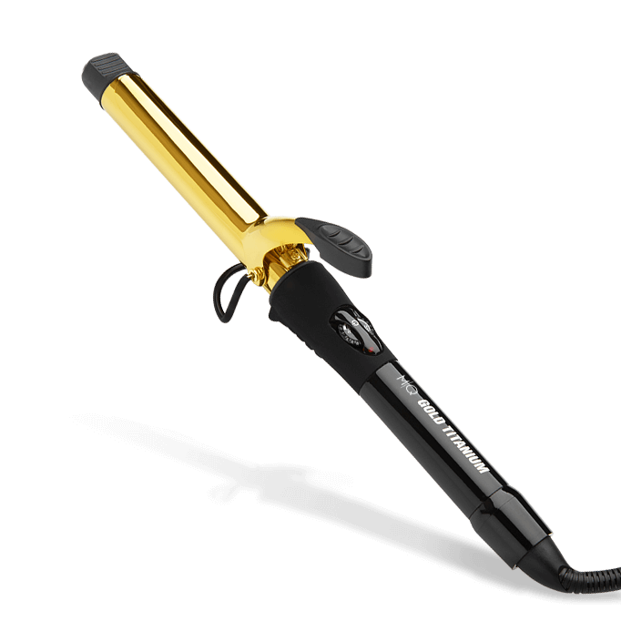 Gold Titanium Professional Curling Iron with Bivolt Tweezers 32mm MQ
