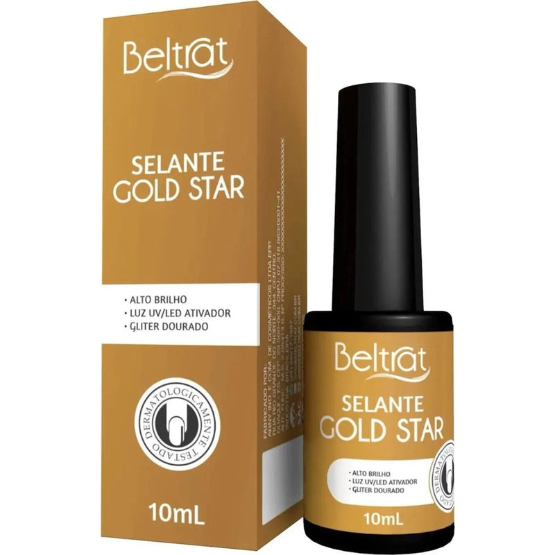 Top Coat Sealant Gold Star Glitter Golden Beltrat 10ml